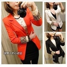 供应女装韩版潮2012豹纹翻边单扣修身垫肩小西装实拍3色