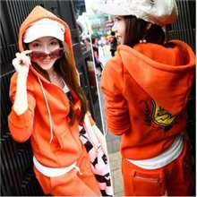 淘宝热销2012新款刺绣休闲女式连帽卫衣套装