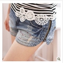 2012新款韩版两侧拉链磨破女式牛仔短裤热裤