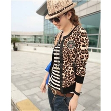 2013秋冬新款女装韩版豹纹拼皮短外套女士上衣开衫