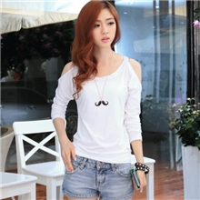 2013秋季女装新款露肩烫钻t恤衫女韩国长袖打底衫女圆领t恤