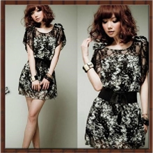 女装波西米亚短裙真丝碎花蕾丝雪纺大码连衣裙子【好面料】