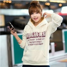 2013秋冬长袖绒帽加厚毛绒卫衣宽松套头字母印花帽衫大码外套冬