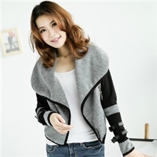 2013秋装休闲修身女装韩版长袖大翻领针织开衫短外套短款