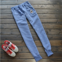 爆款韩版小熊加厚抓绒卫裤女长裤显瘦哈伦裤休闲运动裤