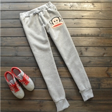 秋冬新款音乐猴加大加厚保暖小脚哈伦裤休闲裤运动裤抓绒女卫裤