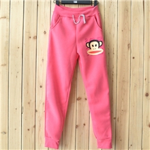 冬季新款嘴唇猴女式显瘦抓绒加厚保暖小脚裤休闲运动卫裤批发