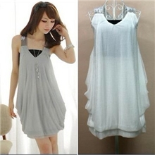 2011时尚新款连衣裙供应女装I2-018实拍V领吊带连衣裙配黑裹胸