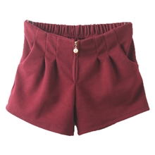 秋冬新款大码百搭加肥毛呢时尚大码短裤休闲热裤毛呢短裤休闲裤