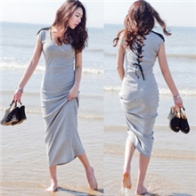 外贸精品连衣裙韩国进口女装AA1916实拍韩国SZ波西米亚长裙