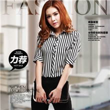 2013新款正装条纹衬衣女式衬衫修身版型