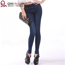 纤雨恋时尚女款棉裤修身牛仔女款加厚加绒铅笔裤批发82015