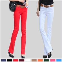 批发糖果色喇叭裤牛仔裤子女裤弹力超好彩色微喇叭裤显瘦长裤