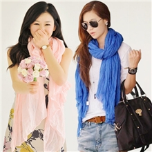 2013新款韩版秋冬纯色夏季披肩棉麻百搭褶皱超大超长男女围巾