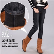 冬季牛仔加绒裤女士牛仔裤保暖加绒韩版铅笔裤小脚裤潮女222