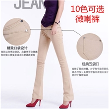 糖果色喇叭裤牛仔裤多彩10色微喇叭裤显瘦韩版女潮OL通勤