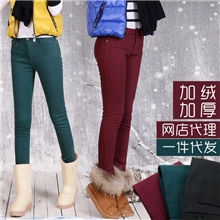 新款加绒裤显瘦加厚糖果色小脚裤修身牛仔裤批发铅笔裤女jx888