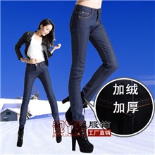 2013秋冬新款加绒加厚牛仔裤女小脚铅笔裤保暖裤一件代发