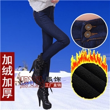 2013秋冬新款女式加绒加厚铅笔裤小脚牛仔裤修身显瘦保暖裤休闲裤