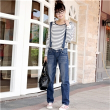 0823秋款上市可脱卸背带裤跨裤直筒裤牛仔裤女批发厂家直销