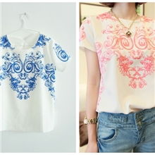 厂家直销2013夏季新款T恤批发韩版雪纺宽松短袖T恤031一件代发