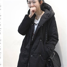 大码孕妇装批发冬装新款加厚保暖连帽棉袄韩版显瘦修身双排扣棉衣