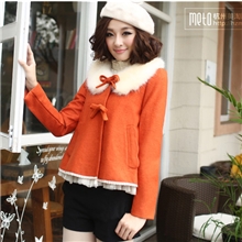 2012冬装新品女装韩版甜美毛领羊毛呢短外套女短款呢子大衣