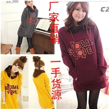 批发厂家孕妇装秋冬装新款/大码/加绒连帽/字母加厚孕妇卫衣外套