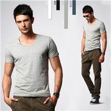 2013夏装新款T恤男短袖T恤V领纯色男士打底衫男批发纯色T009