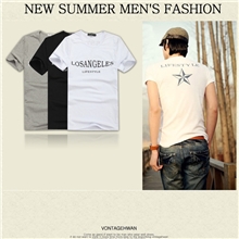 2013夏季时尚休闲弹力棉男士短袖T恤男装纯棉短t恤批发五星T011