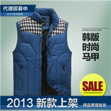 东街口男装批发棉外套男士休闲棉马甲男式时尚格子马甲背心男0307