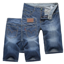 【厂家直销】批发男士时尚牛仔中裤男装修身牛仔裤男式五分短裤