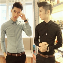 韩版衬衫批发新款男士长袖衬衫男式衬衫翻领英伦时尚修身衬衫男