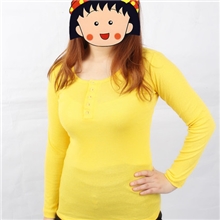 女士打底衫，秋冬款长袖修身版螺纹棉细螺纹五粒扣时尚打底衫