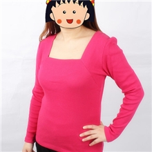 女士打底衫，秋冬款长袖修身版螺纹棉方领时尚打底衫