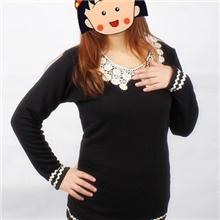 女士打底衫，秋冬款长袖暖蓓儿珍珠领时尚韩版打底衫