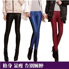 供应新款ab面加厚仿羽绒时尚打底裤女秋冬显瘦保暖加厚棉裤批发