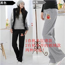 秋季孕妇装新品实拍宽松休闲小熊孕妇休闲裤子运动韩版长裤