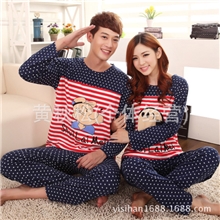 新款春秋季情侣睡衣女星星大力水手休闲棉质长袖睡衣男套装家居服