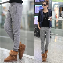 加厚纯棉大毛圈宽松女式休闲裤小脚铅笔修身运动女卫裤女裤批发