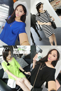 1118年终大促欧美风短袖T恤宽松不规则下摆口袋女莫代尔T恤