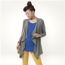 欧美春秋新款光版纯色大开衫外贸女T恤超垂感长袖披肩c-024