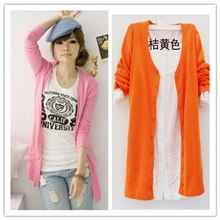 2013秋季韩版女装薄款长袖开衫针织外套防晒外搭长款针织衫批发