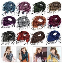 460好质量韩国秋冬围巾棉麻格子围巾千鸟格围巾大方巾披肩