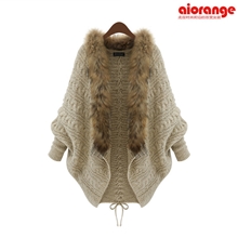 2013秋冬装新款女装针织开衫斗篷披肩蝙蝠衫欧美宽松毛衣女外套