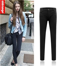 tl韩版大码弹力加绒加厚牛仔裤女长裤显瘦小脚裤铅笔裤女裤子