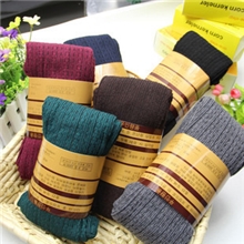 6124秋冬彩色小麻花棉质针织踩脚裤打底裤袜女显瘦踩脚袜