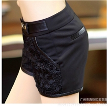 2013夏季女装短裤欧洲站蕾丝拼接休闲热裤时尚百搭中腰女裤子