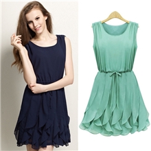 女装批发2013年夏季新款连衣裙批发韩版荷叶边背心雪纺连衣裙Z448
