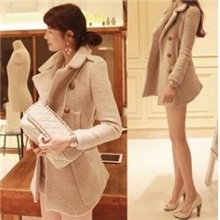 2013热销韩国SZ中长款修身立领双排扣毛呢大衣毛呢外套女现货